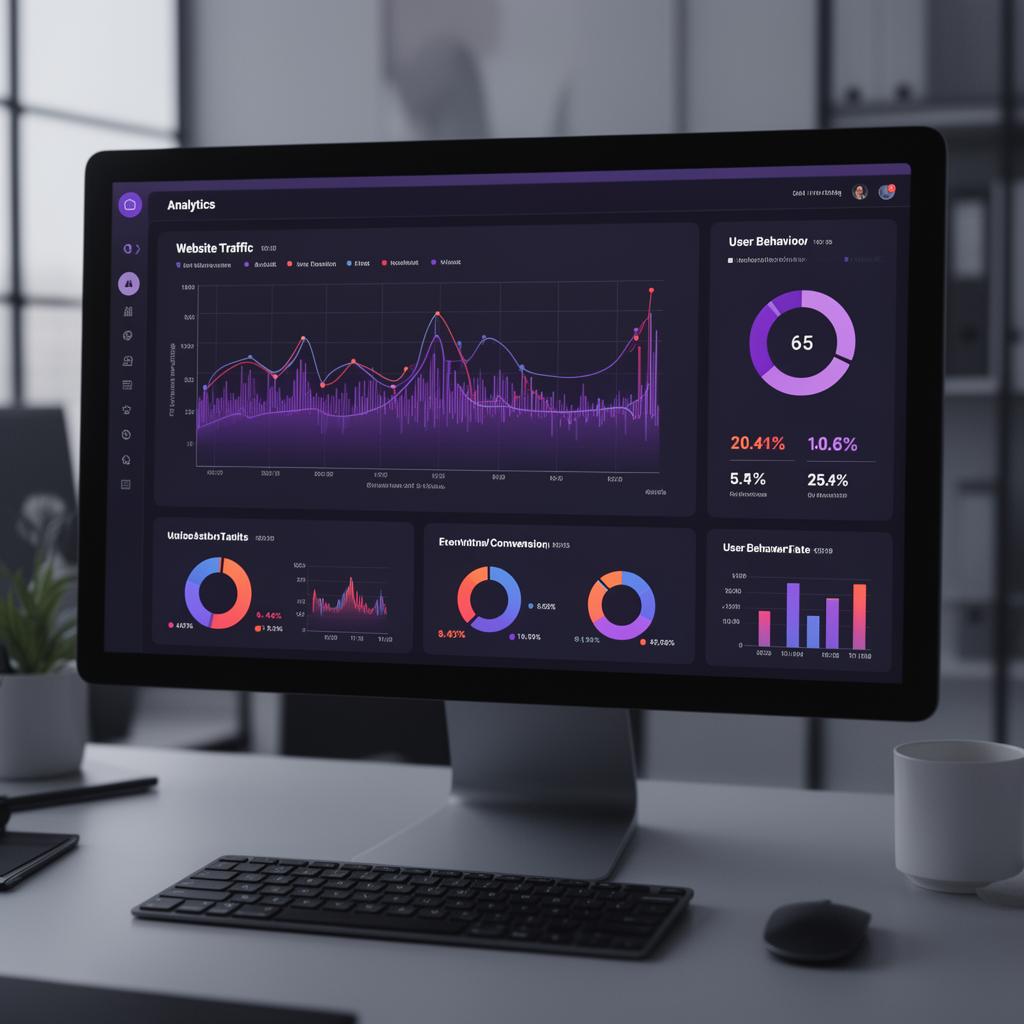 Website analytics dashboard showing traffic and conversion data