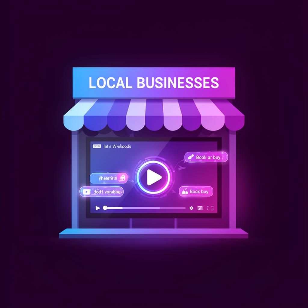 Local business owner using an interactive video to explain services and qualify leads with clickable options